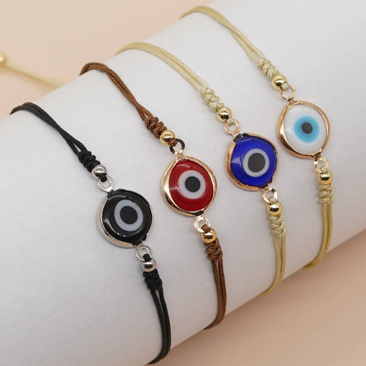 BOHEMIAN STYLE GOLD BEAD GLASS EYE BRACELET_CWMM3869