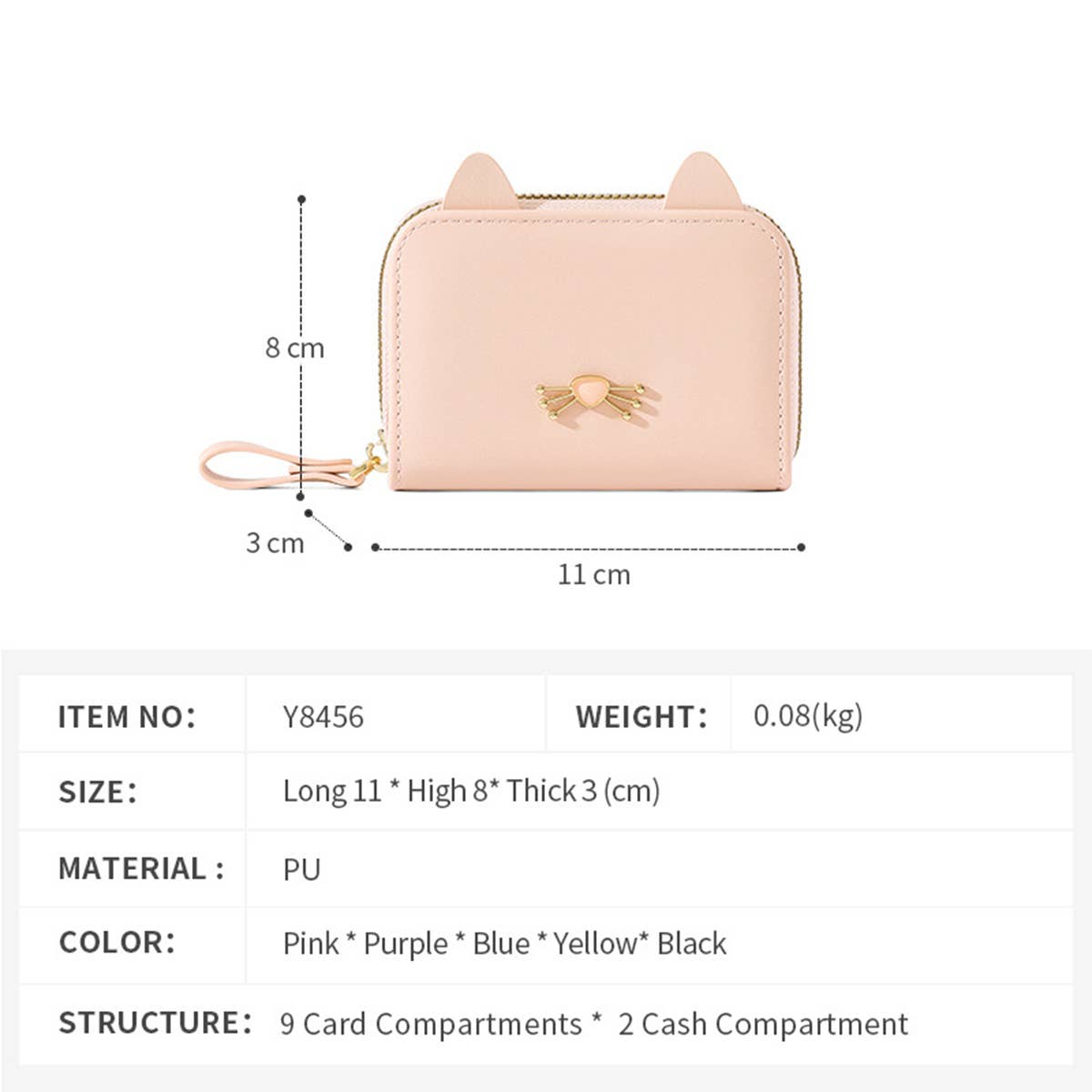 CUTE CAT CARD BAG MULTI FUNCTIONAL WALLET_CWAB1622