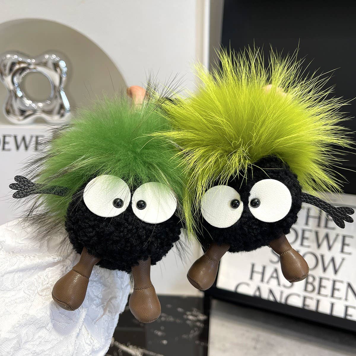 CUTE WOOL BRIQUETTES CAR KEYCHAIN BAG PENDANT