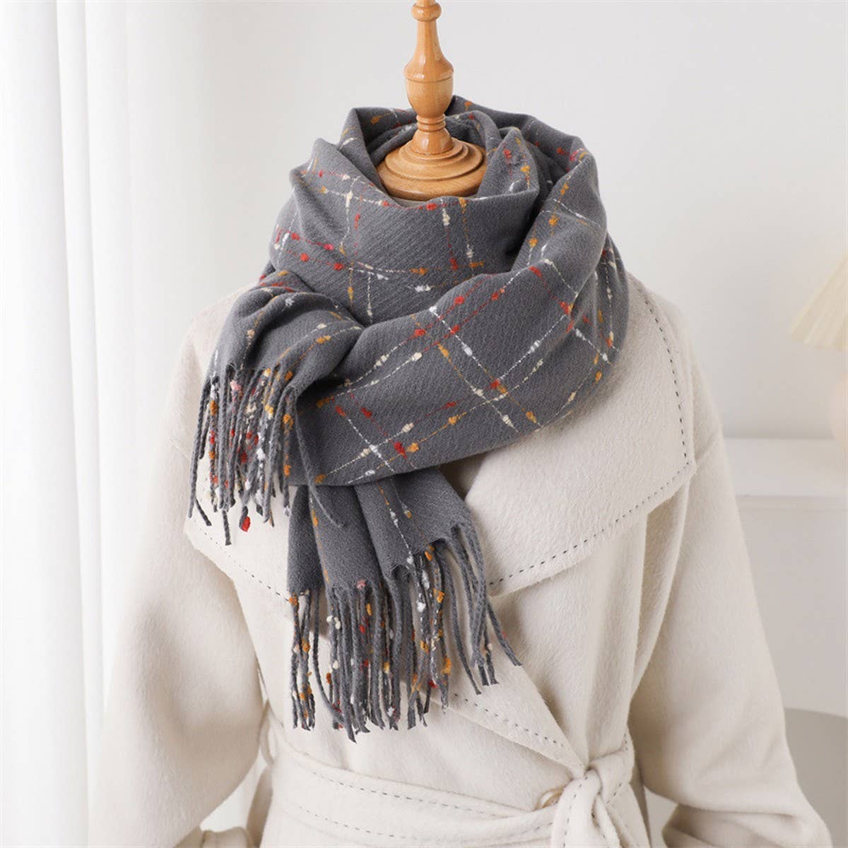 Lightweight Korean Style Fringe Winter Scarf Wrap
