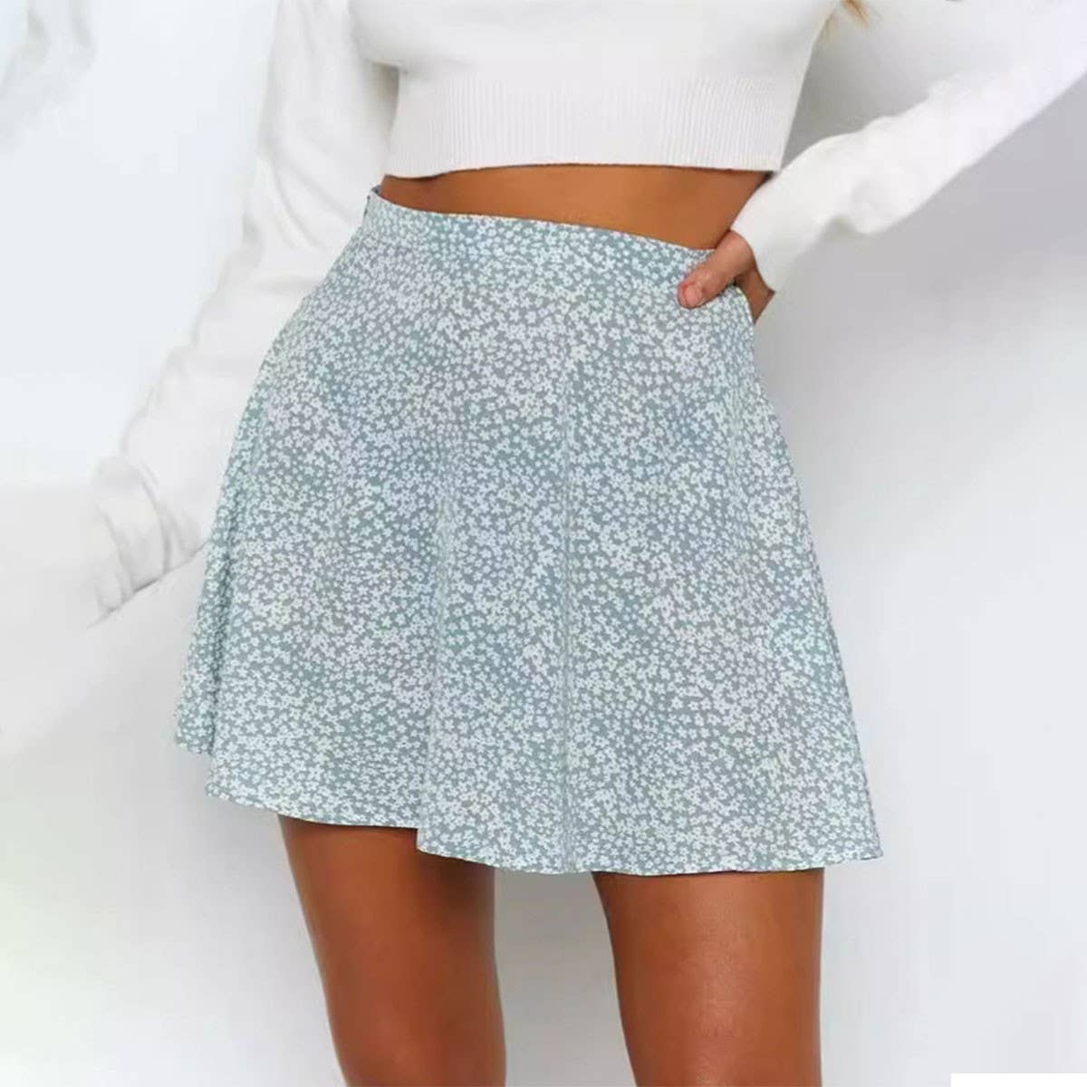 WOMEN'S FLORAL SKIRT CHIFFON PRINT SKIRT_CWAB4797
