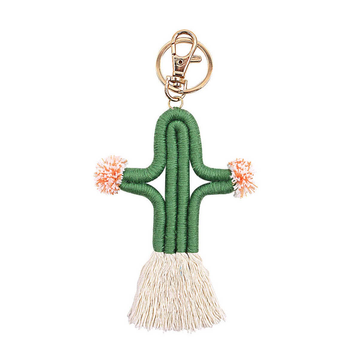HAND-WOVEN CACTUS FUR BALL KEYCHAIN