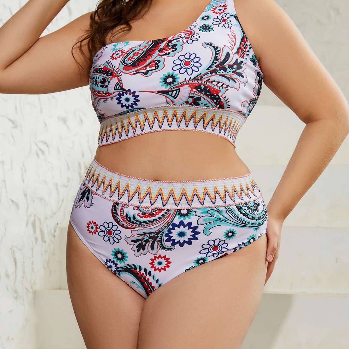 PLUS SIZE PRINTED TANKINI BIKINI SWIMSUIT_CWMW0225