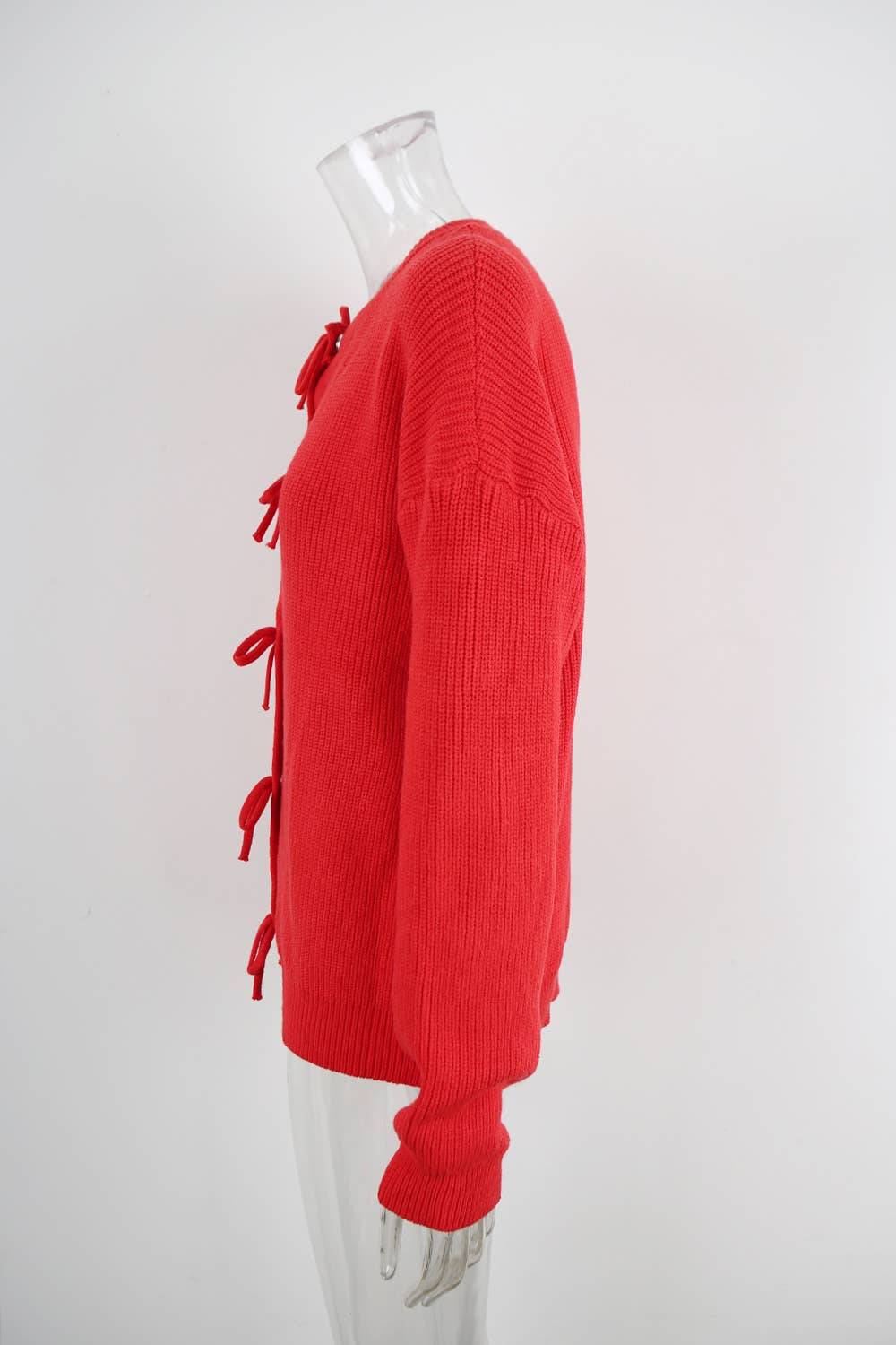 Round-neck solid-color knitted Cardigan