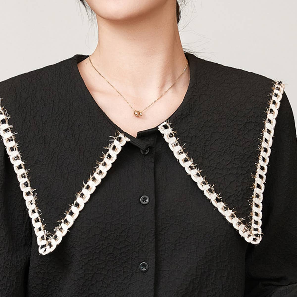 JACQUARD CHIFFON BLOUSE FOR WOMEN