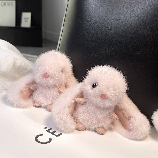 MINK FUR RABBIT BAG ORNAMENT HIGH-END KEYCHAIN