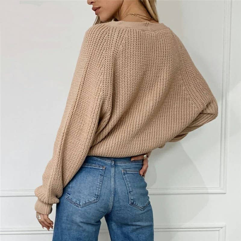 SOLID COLOR SWEATER CARDIGAN SHORT KNIT COAT
