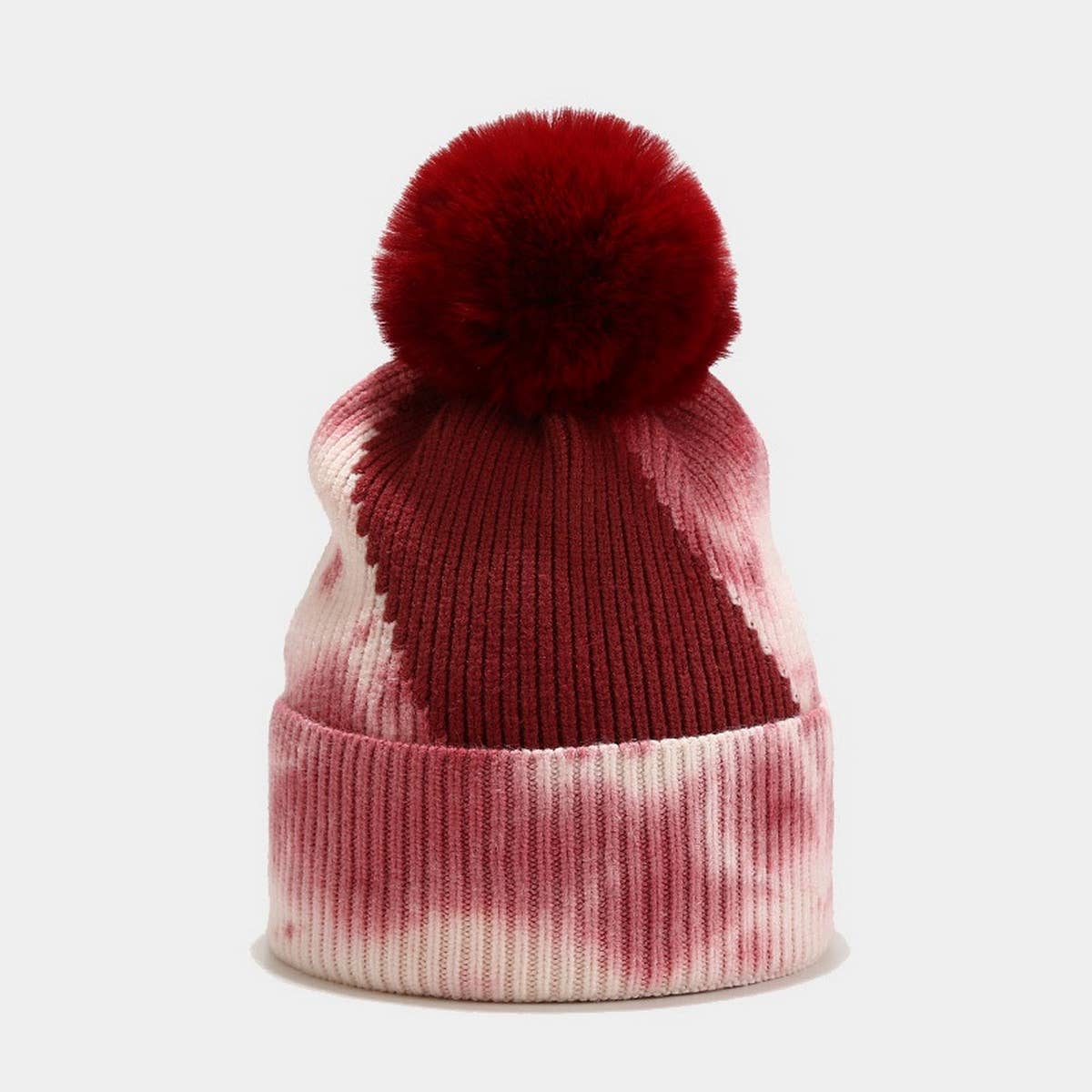 NEW TIE-DYE POM-POM KNITTED HAT_CWAH1619