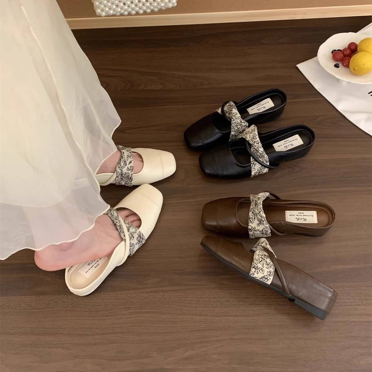 Wedge Heel Mary Jane Mules for Women