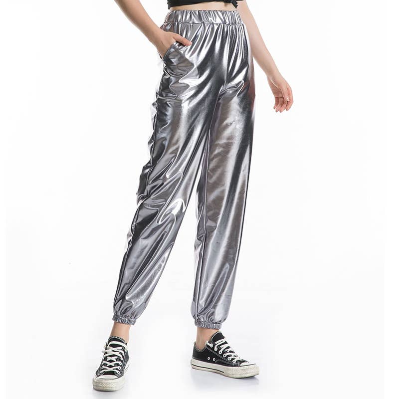 PU LEGGINGS LASER GLITTER LEATHER PARTY PANTS