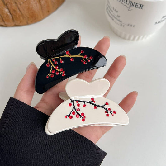 Elegant Plum Blossom Large Acetate Hair Clip