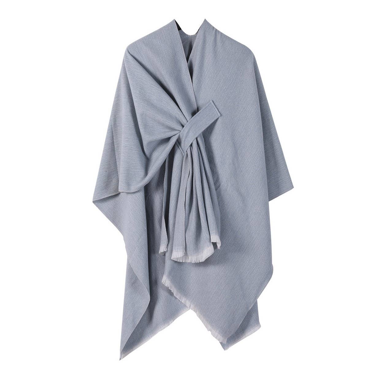SHAWL KNITTED SOLID COLOR OBLIQUE STRAP CAPE
