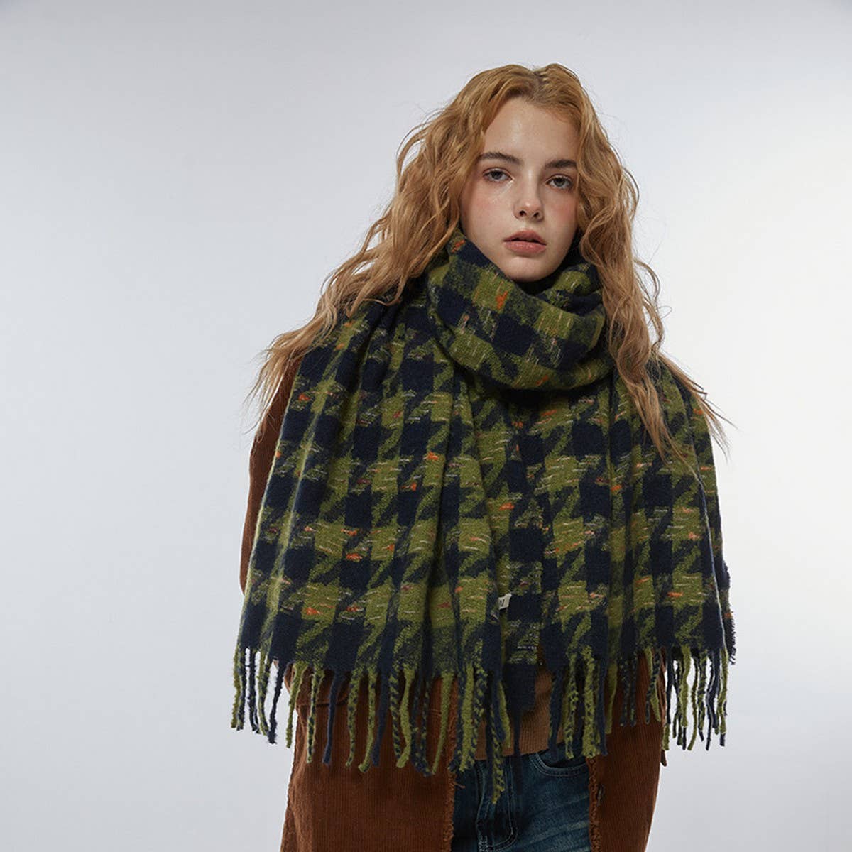 Houndstooth Scarf ? Soft Faux Cashmere Winter Wrap