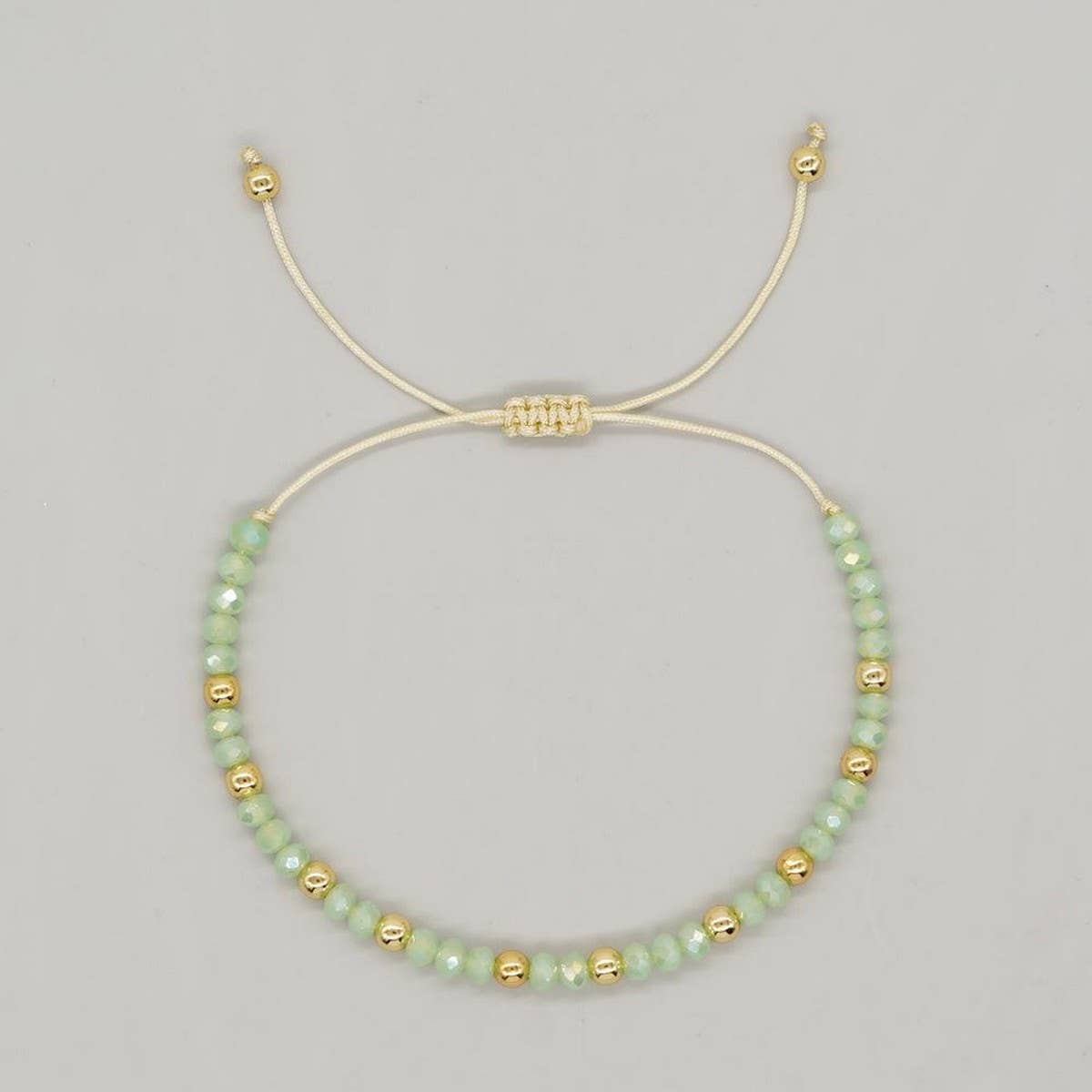 CRYSTAL GOLD BEADED HAND-WOVEN BRACELET