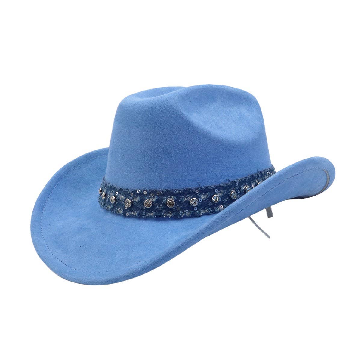 Suede Western Cowboy Fedora Hat Ethnic Style_CWAH04501