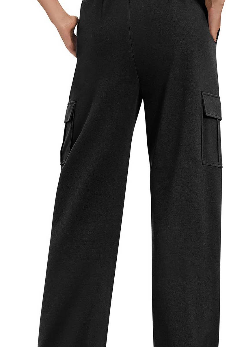 CWBLP1804_CASUAL LOOSE ELASTIC WAIST WIDE LEG PANTS