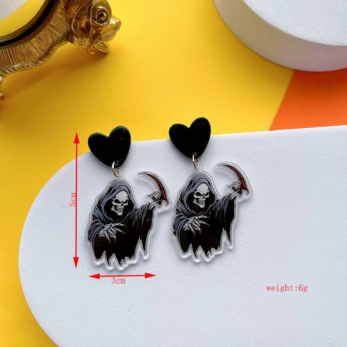 FUNNY HORROR SKULL GHOST EARRINGS