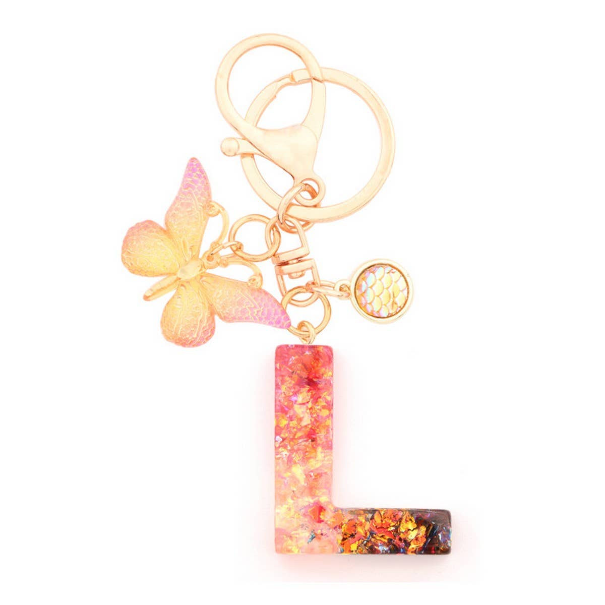 Creative Crystal Letter Keychain with Resin Sequins_CWAB5021