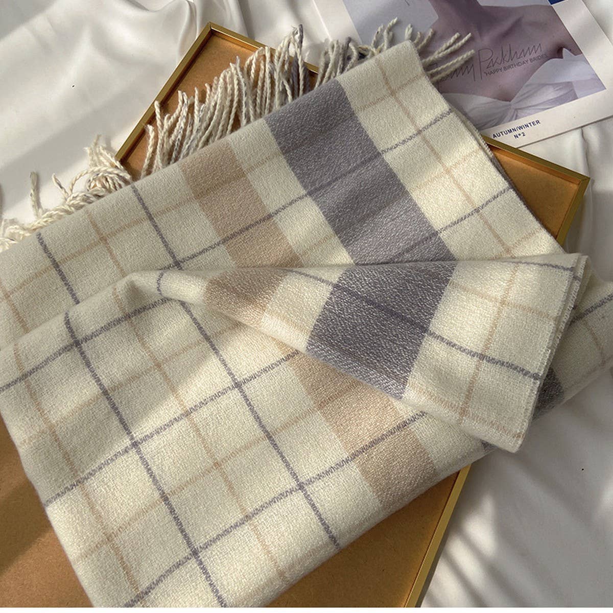 Plaid Scarf Shawl ??Classic Tartan Winter Wrap_CWASC1455