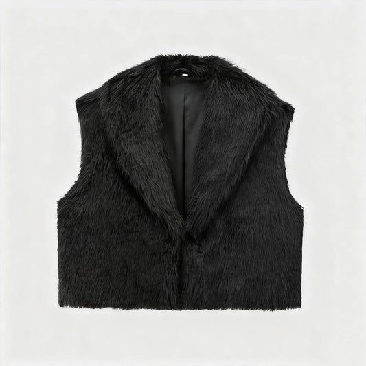 Elegant faux fur effect jacket short Vest