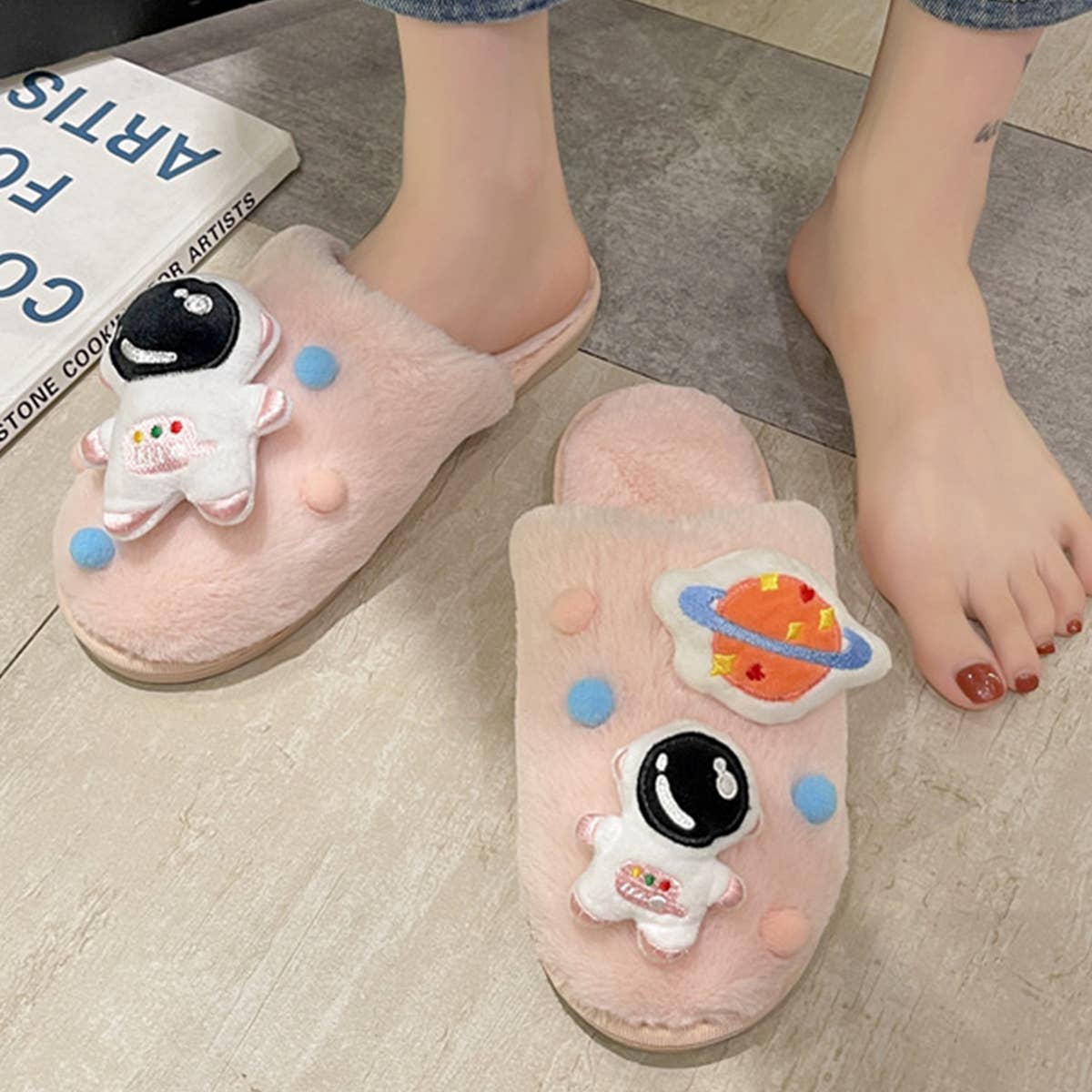 CARTOON SPACE ASTRONAUT HOME COTTON SLIPPERS_CWSHS0381