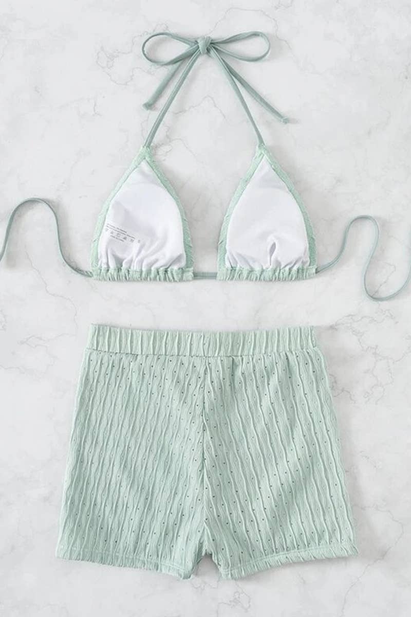 CWMW0747_BOXER SHORTS TWO-PIECE SOLID COLOR SWIMSUIT