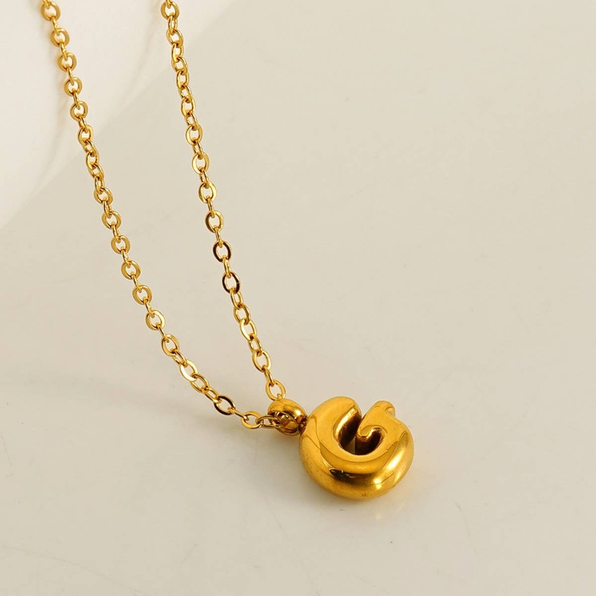 CWAJE1939_Mini Simple Bubble Letter Necklace,Gold