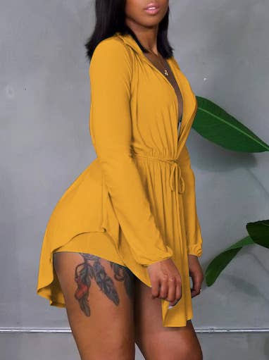 Sun protection solid tie-up cardigan & shorts set