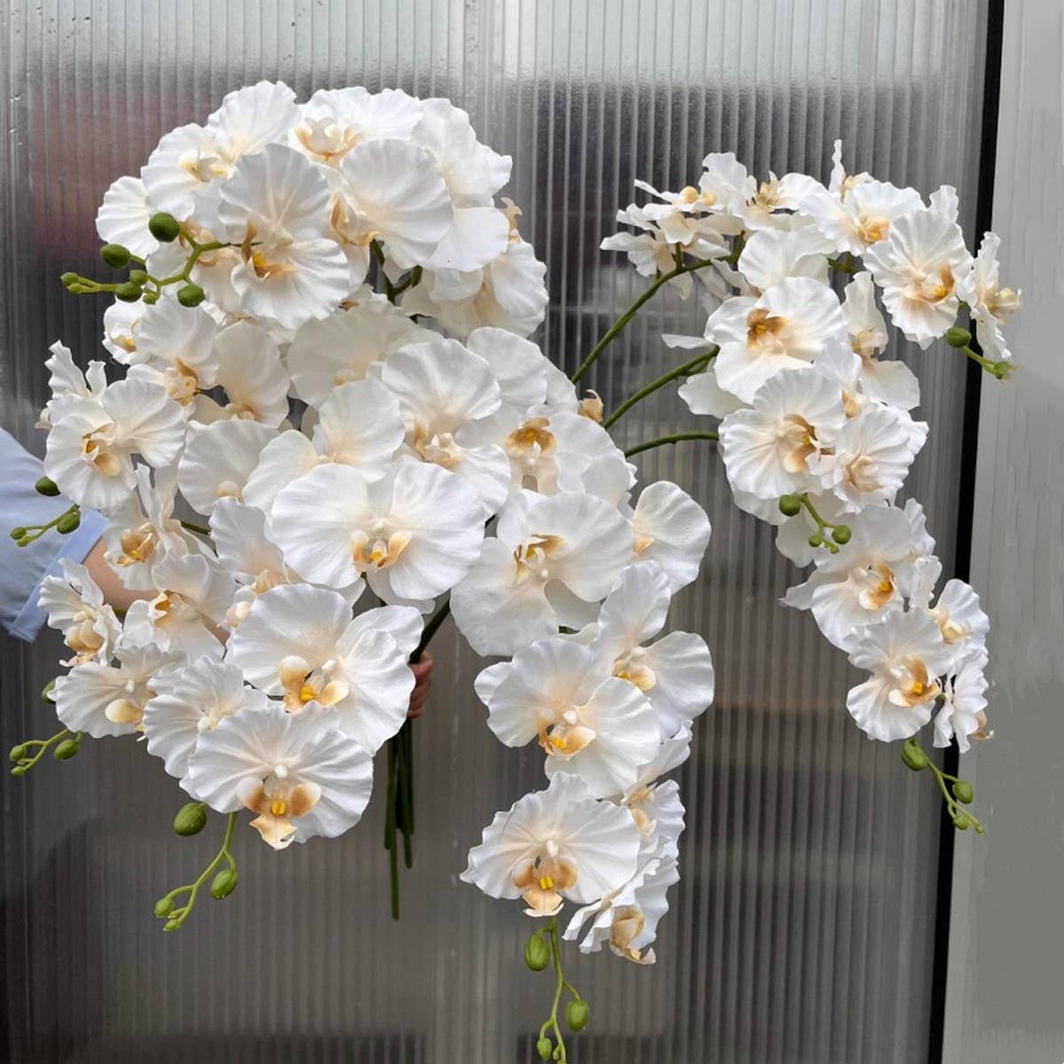 Vintage 9-Head Silk Butterfly Orchid Stem