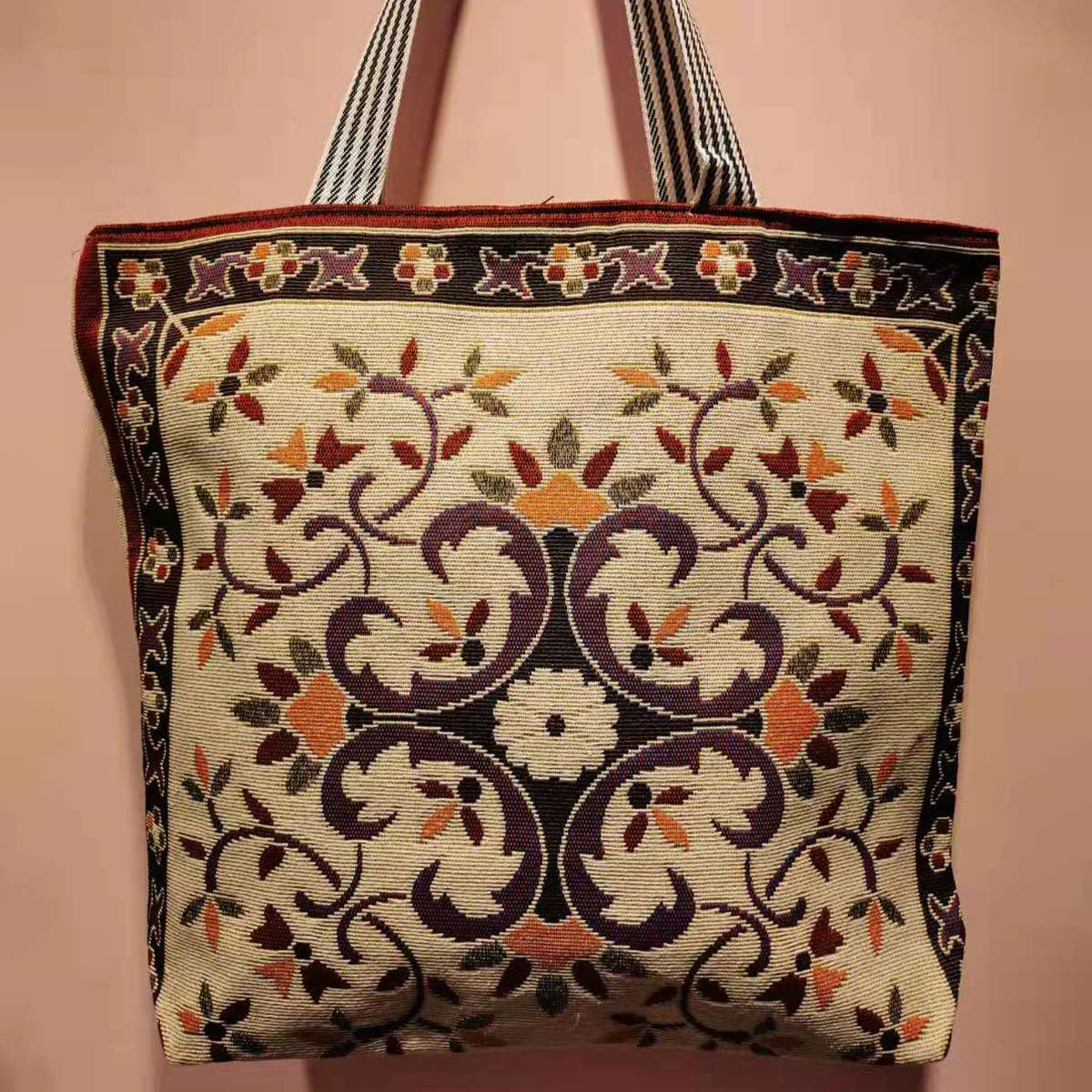 RETRO EMBROIDERED CANVAS SHOULDER BAG TOTE BAG_CWAB1672