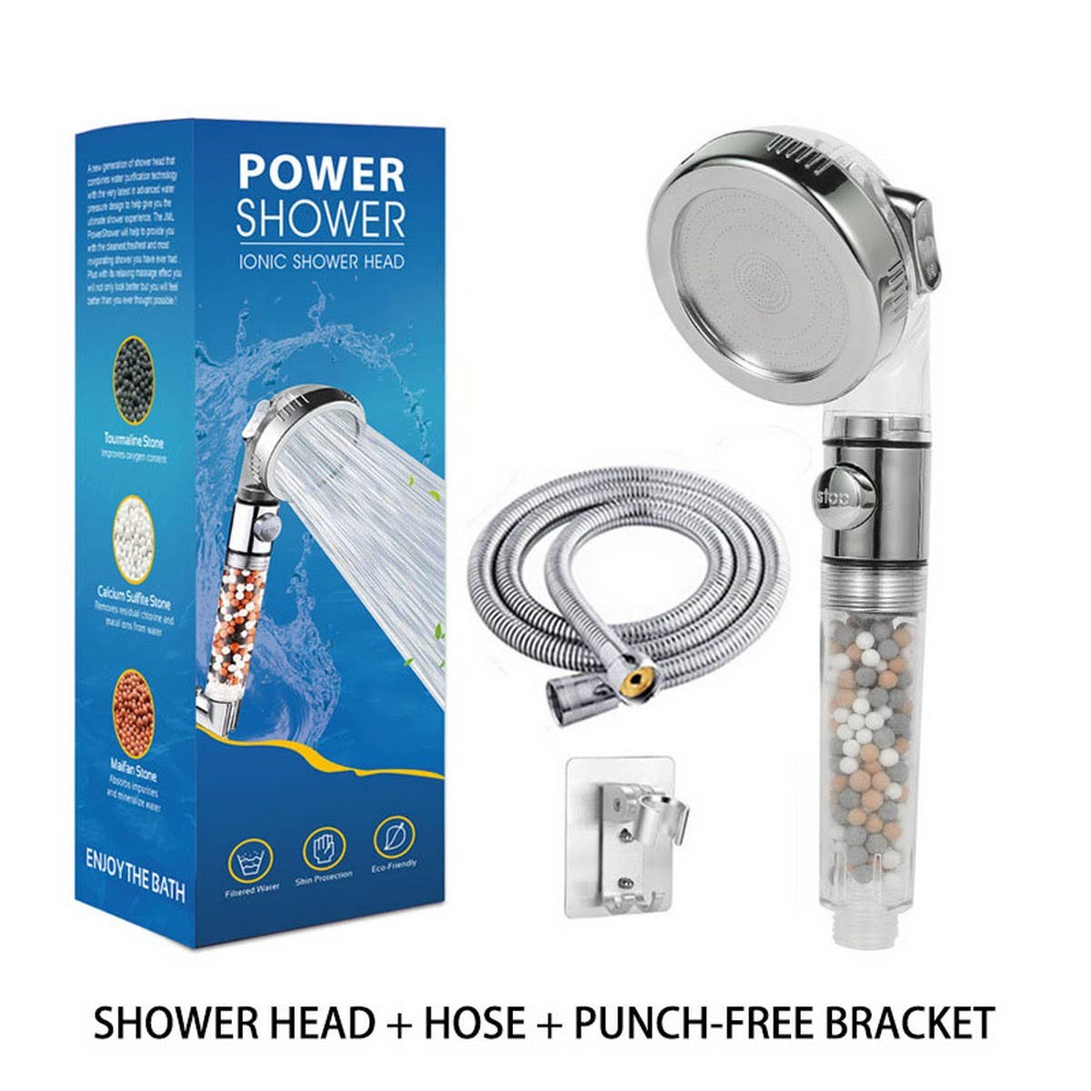 THREE-SPEED WATER FILTER SHOWER HEAD WITH BOOSTER
