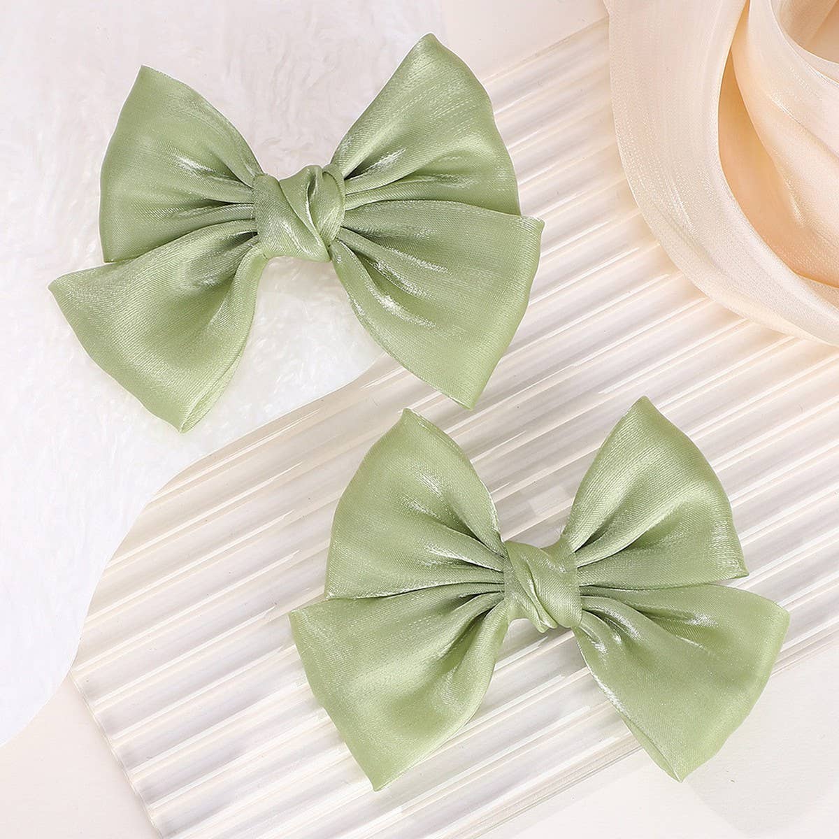 Solid Shiny Bow Hair Clip Set for JK Girls_CWAHA6719