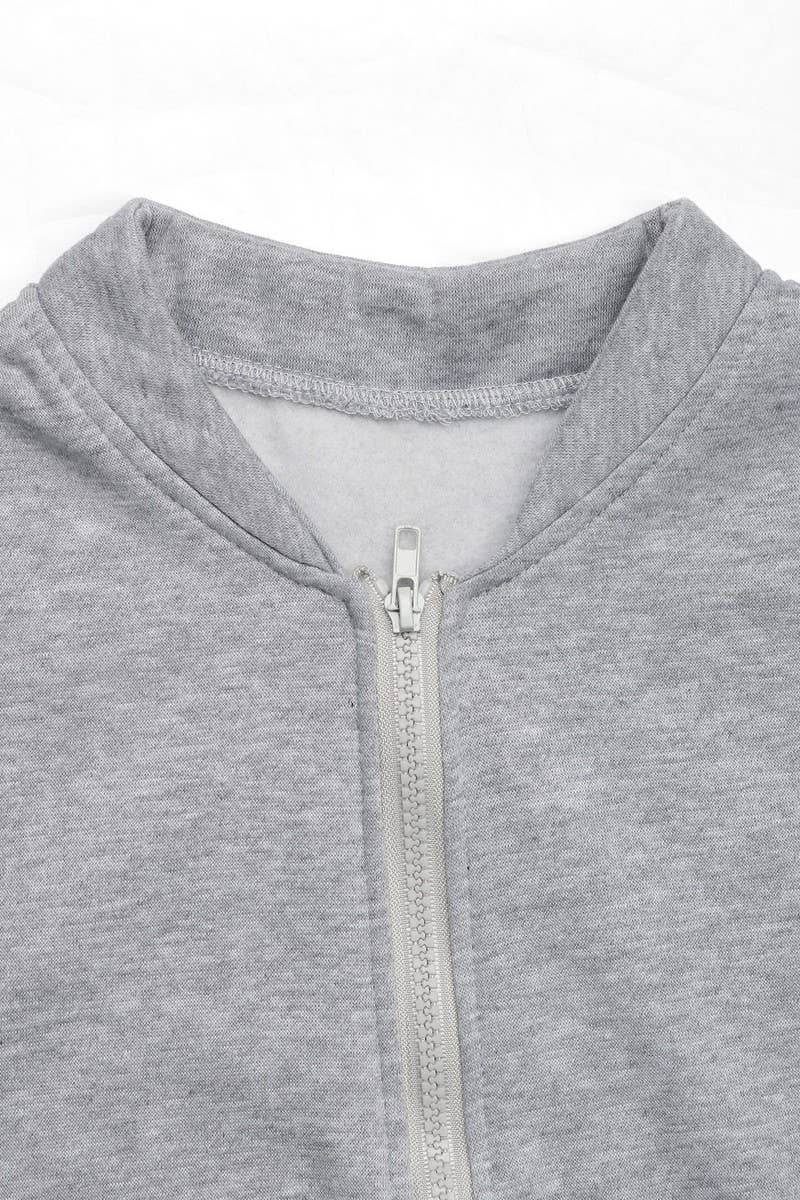 CWOCO1157_SHORT THICKENED SOLID COLOR SWEATER JACKET