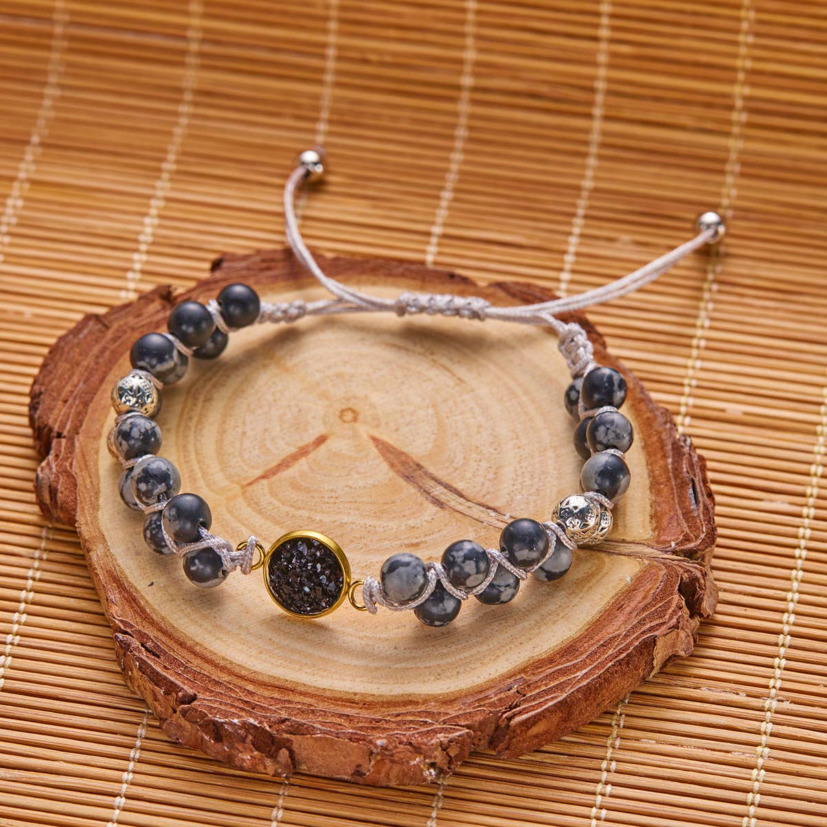 HAND WOVEN ROUND STONE BRACELET
