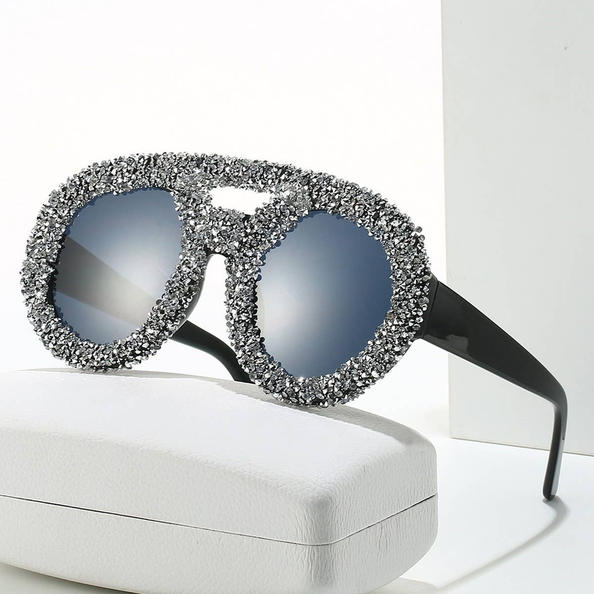 DOUBLE BEAM LARGE FRAME ROUND SUNGLASSES