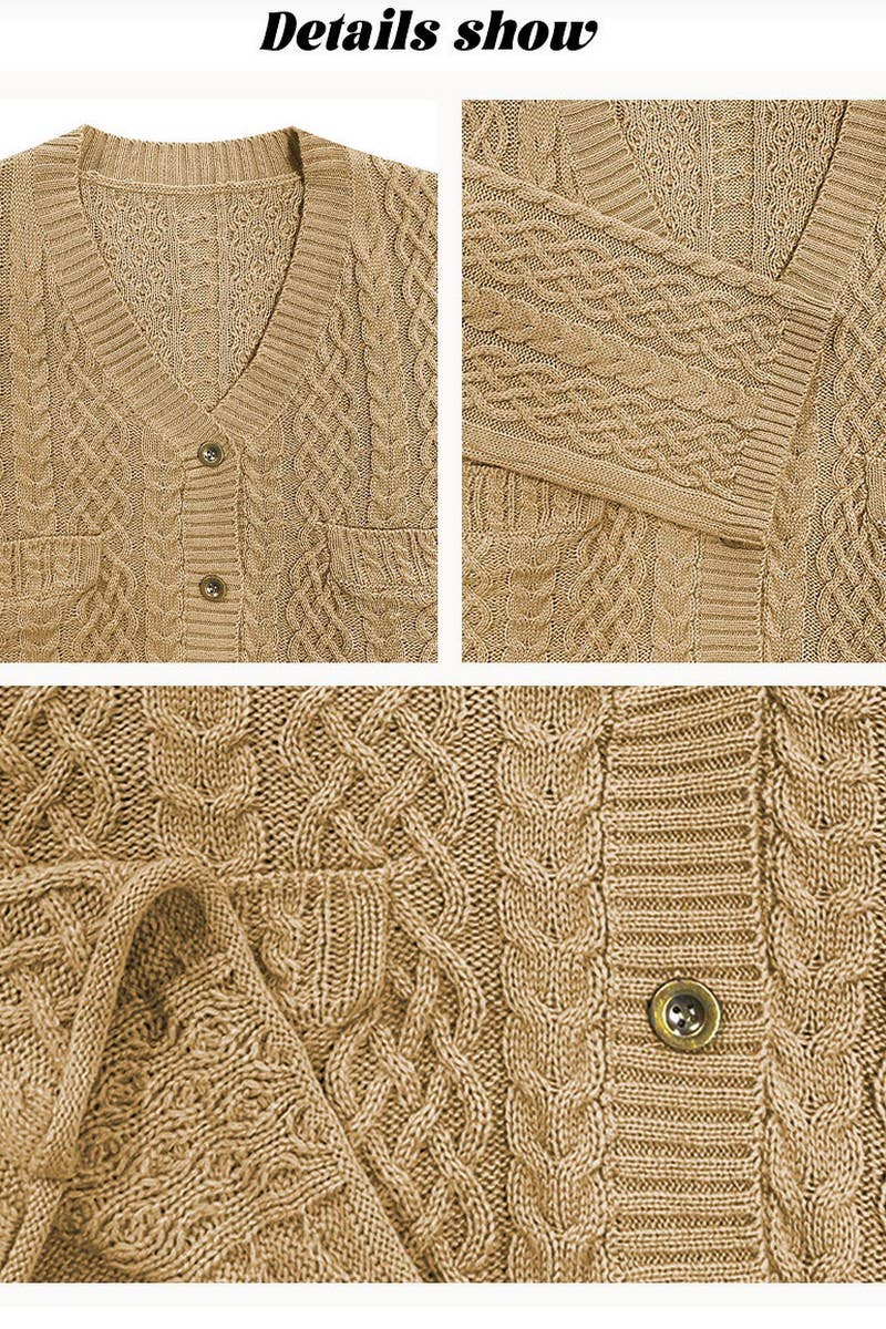 CWOCAL00778_LOOSE FIT CABLE KNIT POCKET CARDIGAN