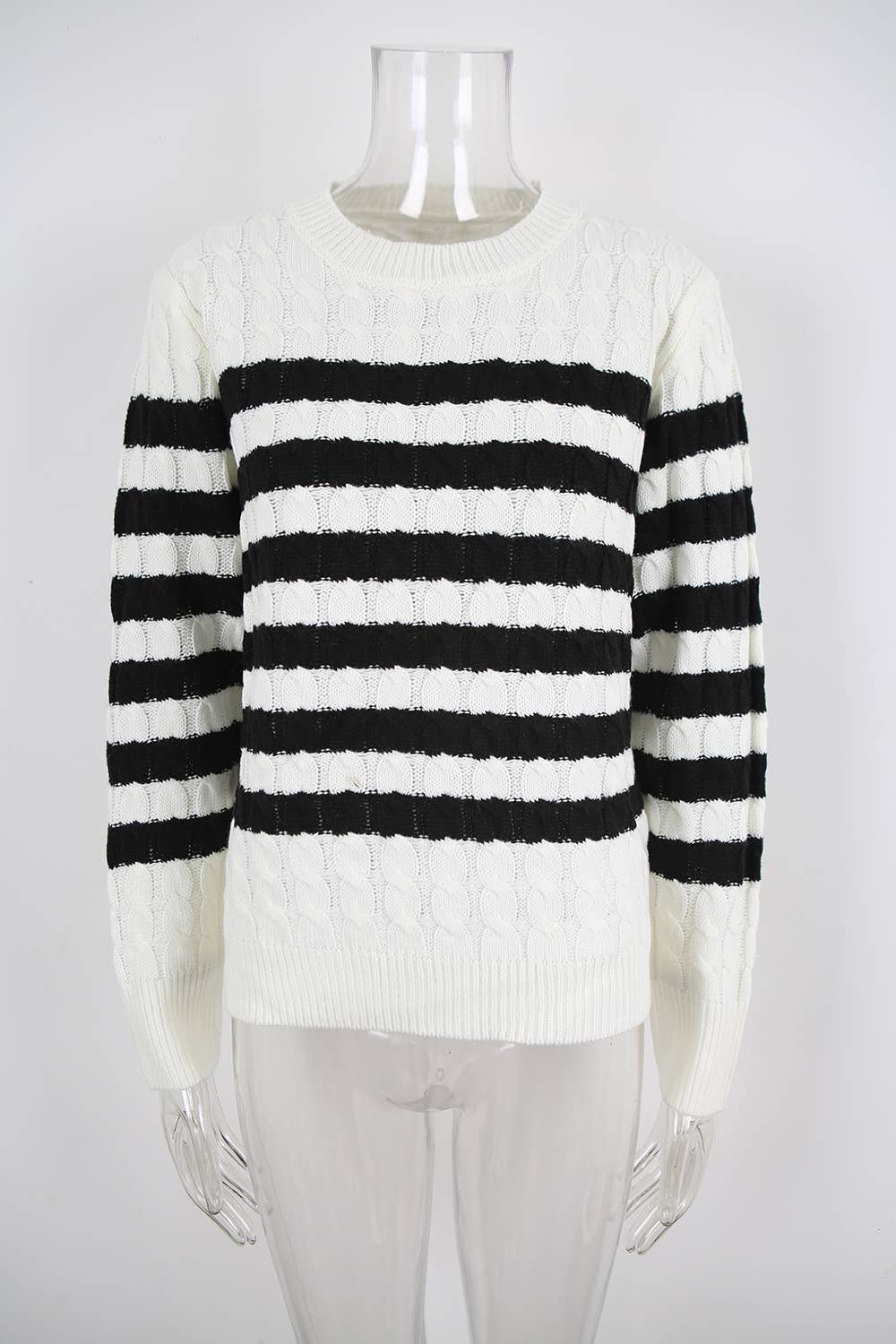 Twisted and color-blocked round-neck sweater