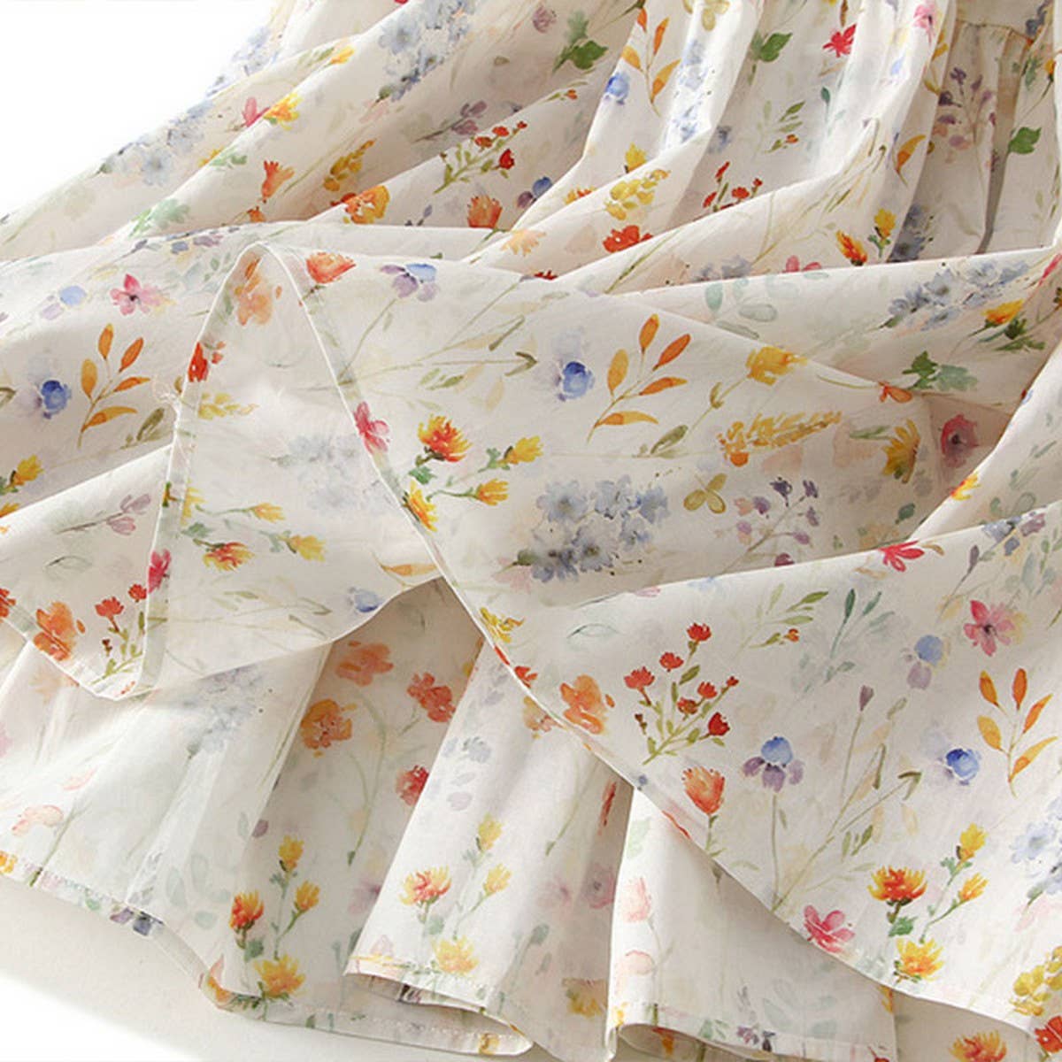 Sweet Floral A-Line Elastic Waist Midi Skirt