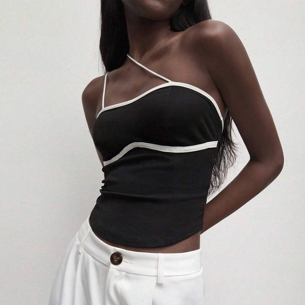 Unique design sensual single side strap vest