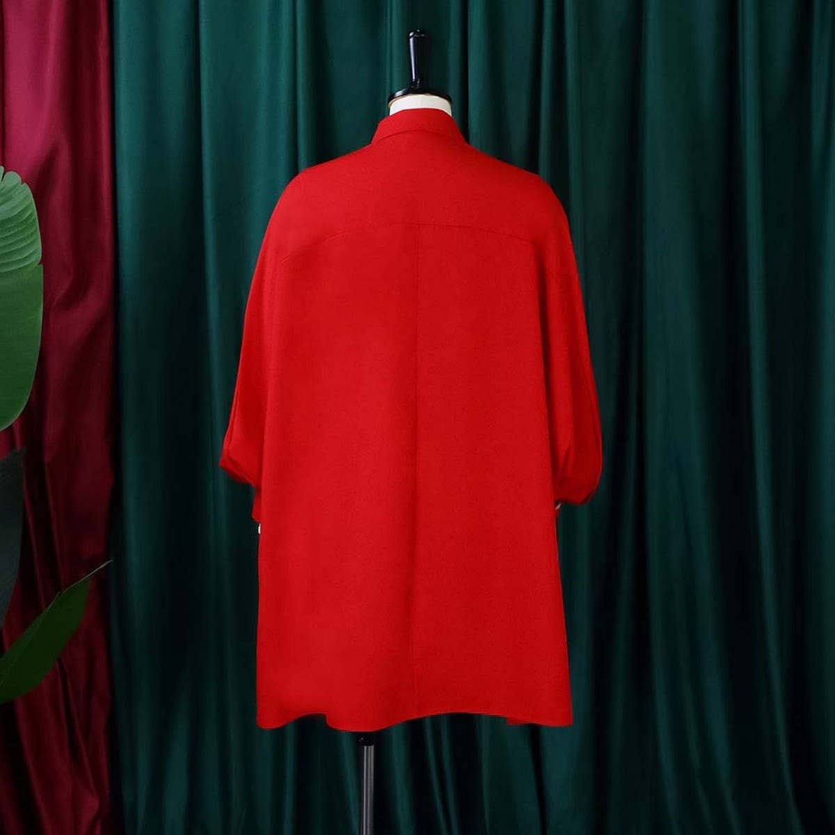 LOOSE LAPEL SOLID COLOR OVERSIZED SHIRT DRESS