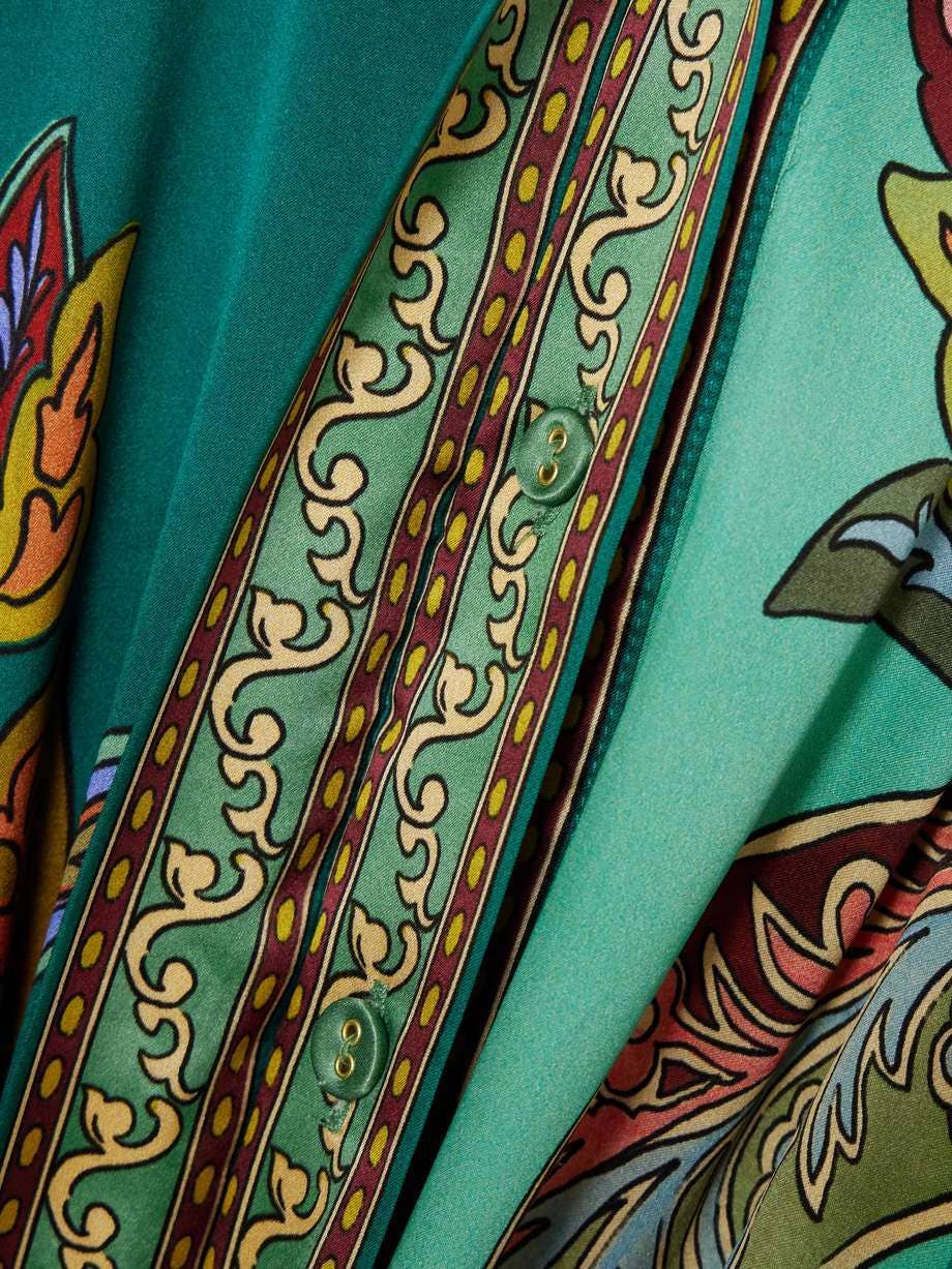 VINTAGE PRINT DRESS WITH LAPEL LANTERN SLEEVES