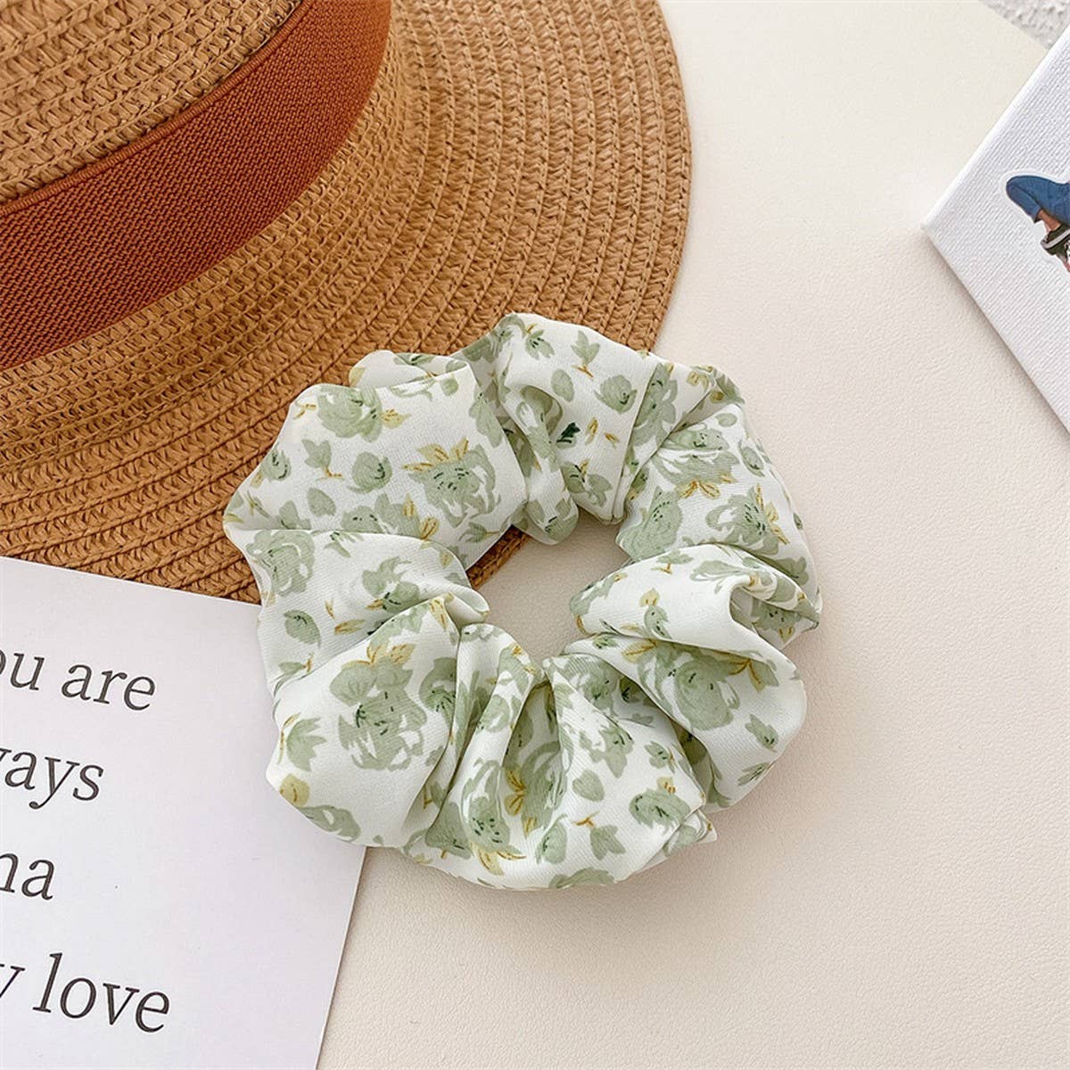 WOMEN FRESH FABRIC BROKEN FLOWER HAIR TIE_CWAHA0841