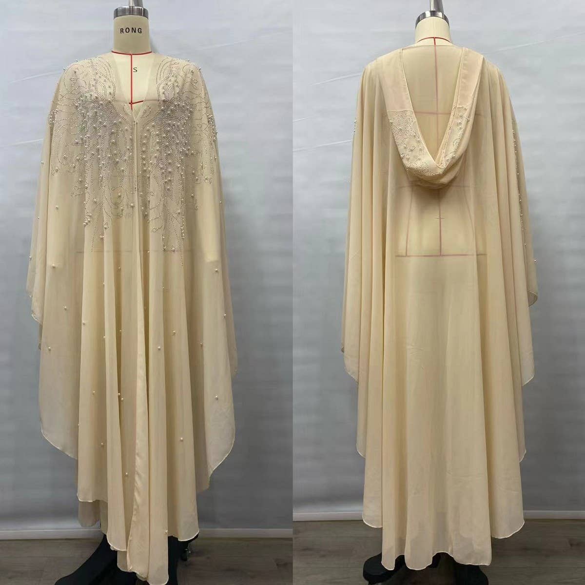 African Beaded Long Robe Muslim Cape Hooded Dress_CWMM6138