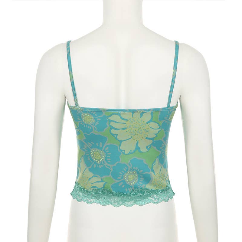 Vintage lace patchwork adjustable straps camisole