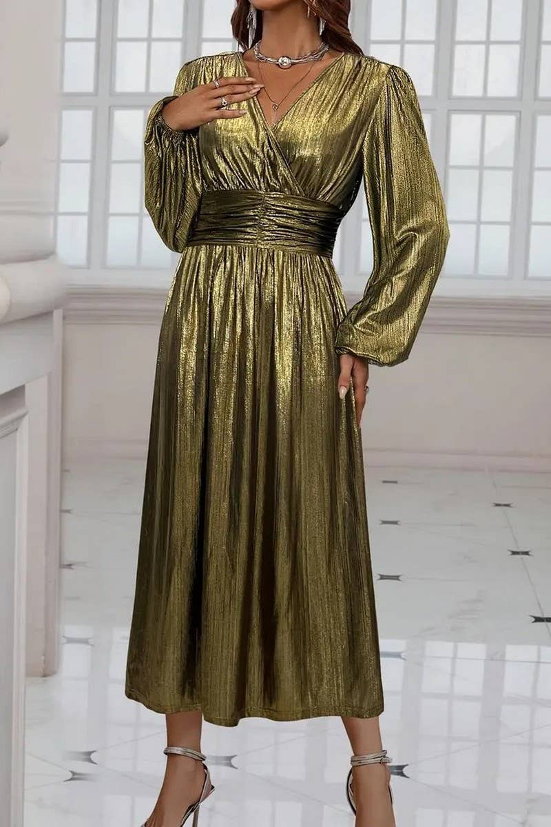 CWDMD5062_ELEGANT AND STYLISH PLEATED SLIT EVENING DRESS