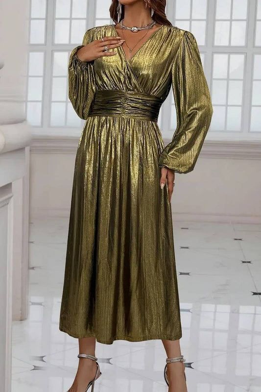 CWDMD5062_ELEGANT AND STYLISH PLEATED SLIT EVENING DRESS