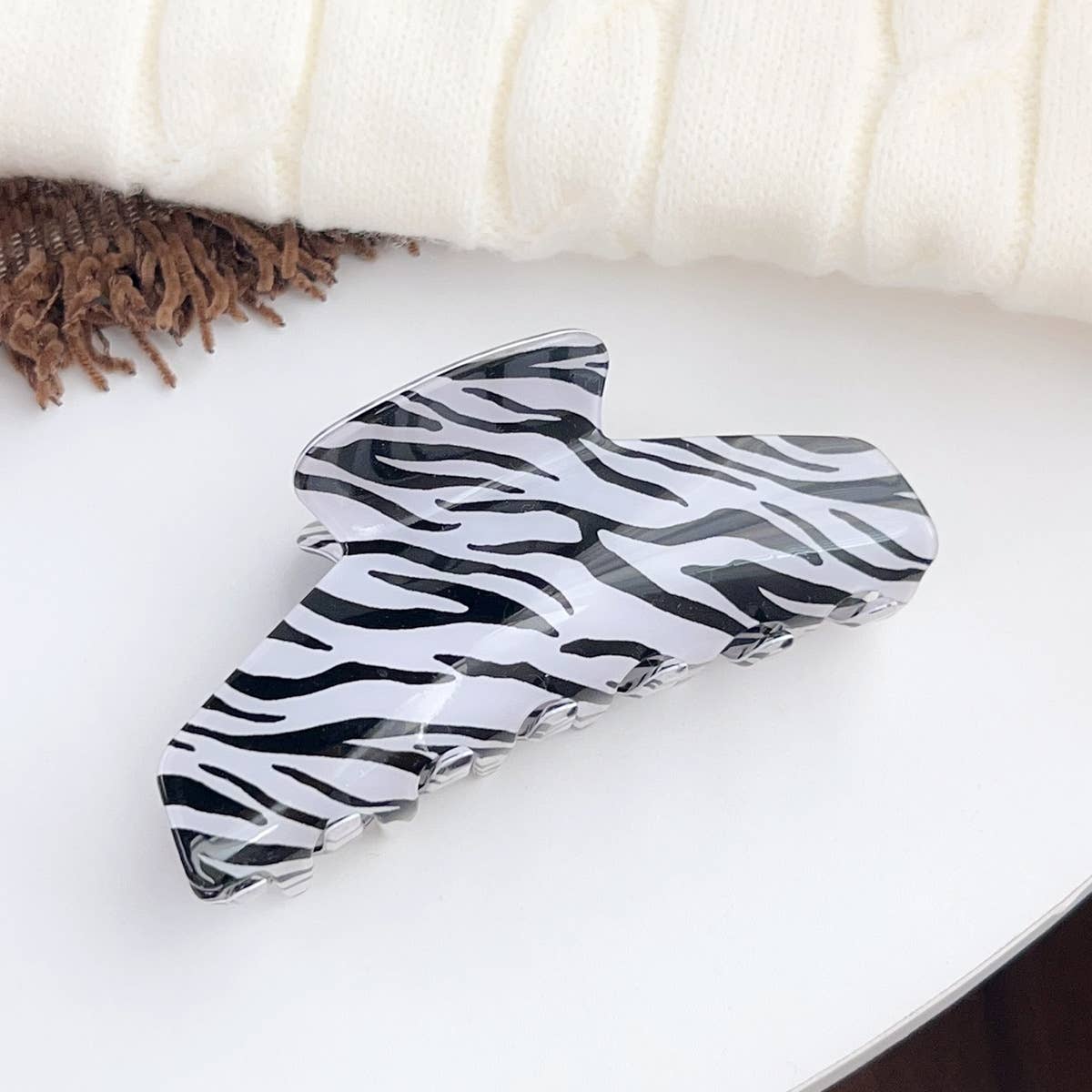 Colorful zebra print gripper French shark clip