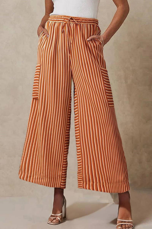 CWBLP2157_COLORFUL STRIPED DRAWSTRING STRAIGHT LEG PANTS