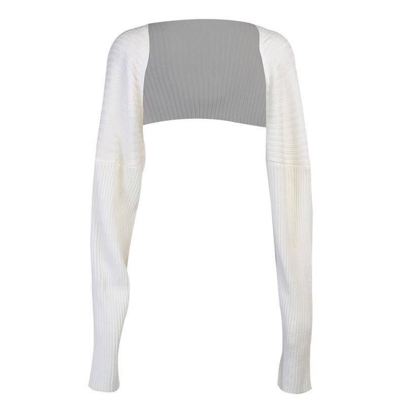 SEXY SOLID ULTRA SHORT LONG SLEEVE SWEATER JACKET