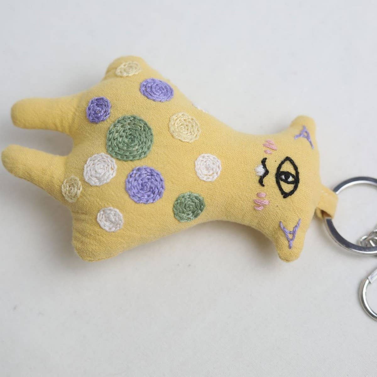 Hand-Embroidered Lock Circle Bear Plush Charm